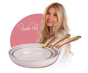 Fackelmann x Pamela Reif Signature Set de poêles à frire 3 pcs. Ø 20/24/28 cm, beige pastel, en aluminium recyclé