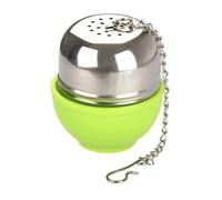 Facklemann 49130 Boule à thé ovale avec support, boule à thé, infuseur à thé, infuseur de tisane, Acier inoxydable, ABS, Vert, Argenté, 4 x 4,5 cm