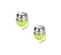 Facklemann 9909150 Lot de 2 boules à thé ovales avec support, boule à thé, infuseur à thé, infuseur de tisane, Acier inoxydable, ABS, Vert, 4 x 4,5 cm