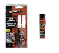 Facom 006090 Colle Epoxy Alu pour pièces métalliques-Plastiques-Bois 28g & 006066 Super Dégraissant Mecanique, Aerosol 600 ml Tuyau Prolongateur