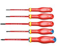 FACOM ATD.J5VE Jeu de 5 TOURNEVIS PROTWIST® isolés 1000 Volts pour vis à fente & pour vis cruciformes POZIDRIV®