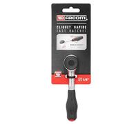 FACOM - Clé à Cliquet 1/4'' à Manche Hélicoïdal à Action Rapide - R.360PB - Cric à Poignée Rotative - Ergonomique Antidérapant - Incréments de 6° de Serrage Final - Verrouillage de Sécurité