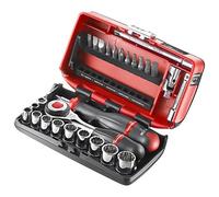 FACOM - Coffret 10 Douilles 1/4" 12 Pans - R.360NANO-U112 - 1 Cliquet, 10 Douilles, 21 Embouts, 2 Rallonge, 5 Embouts Vis, 1 Embout Porte-Douille, 1 Joint Universel, 1 Emmancheur, 1 Porte Embout