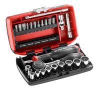 FACOM - Coffret 10 Douilles 1/4" 12 Pans - R.360NANO-U112 - 1 Cliquet, 10 Douilles, 21 Embouts, 2 Rallonge, 5 Embouts Vis, 1 Embout Porte-Douille, 1 Joint Universel, 1 Emmancheur, 1 Porte Embout