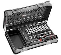 FACOM Coffret Cliquet et Douilles Longues 1/4 " 6 Pans Métriques - 46 Pièces - Coffret et Plateau Inclus - R.2BLPB