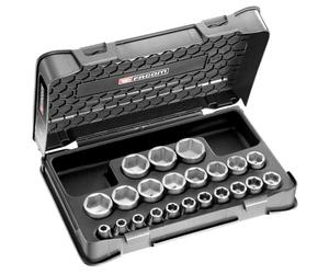 FACOM - Coffret Douilles 1/2" 6 Pans Métriques - S.401B - Outillage Complet 22 Pièces - Inclus 22 Douilles, 1 Planche de Pictogrammes, 1 Coffret Vide et 1 Plateau Thermoformé - Outils Robustes