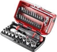 Facom Gamme Facom 1/4" - Eléments d'entraînement, embouts Série 1, clé à six pans creux, clé à cliquet réversible pouce, boîte ultra-compacte 38 pcs. Quantité:1