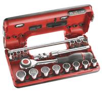 FACOM Jeu de Douilles 3/8" avec Coffret DBOX, 18 Pièces, Cliquet à Poignée Tournante, Boîtier Compact, J.360DBOX112