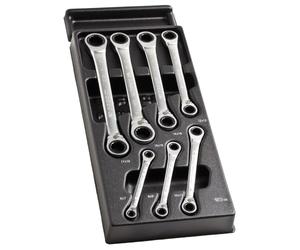 FACOM Module de 7 Clés Contrecoudées à Cliquet - Clés Polygonales à Cliquet Têtes 15° Œil 12 Pans - MOD.65J7PB