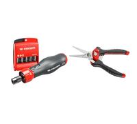 Facom Tournevis Assisté 4V E-PROTWIST avec Embouts PH-PZ-6 Pans Torx - Jeu de 12 Pièces - ATPA4V.J12APB, Noir/Rouge & Cisaille multi-usage - 980P