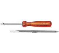 Facom Tournevis AMS – 2 lames interchangeables, Pointe plate et Phillips, 165 mm, Chromée polie