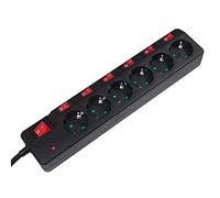 Faconet® Bloc d'alimentation 6 prises avec interrupteur simple et principal pour circuit marche/arrêt Noir