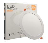 FactorLED Downlight LED Plafond Encastrable Circulaire slim 24cm 26W (260W), panneau rond encastré, plaque extra-fine, lumière sélectionnable 2700K-4000K-5700K (CCT) (1, Ø240mm)