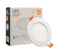 FactorLED Downlight LED Plafond Encastrable Circulaire slim 9 cm 6W (60W), panneau rond encastré, plaque extra-fine, lumière sélectionnable 2700K-4000K-5700K (CCT) (1, Ø90mm)