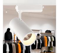 FactorLED Spot LED 30 W blanc pour rail monophasé 24°, orientable, grande luminosité 3000 lm, non flick, plafonds, éclairage commercial, magasins, vitrines, etc. (lumière naturelle (4 000 K)