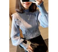 FACULX Maillot de corps en dentelle polyester pour femme automne hiver | Tissu polyester, élasticité moyenne, doux au toucher, tricot respirant, vêtement neuf