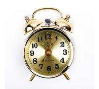 FACULX Réveil rétro à double cloche, vintage analogique à quartz avec veilleuse pour chambre à coucher, doré, 7 cm