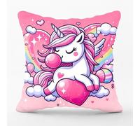 Fadaing Housse de coussin licorne - 40 x 40 cm - Arc-en-ciel - Décoration pour chambre d'enfant - Pour canapé, chambre à coucher - 2,45 x 45 cm