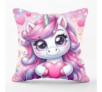 Fadaing Housse de coussin licorne - 40 x 40 cm - Arc-en-ciel - Décoration pour chambre d'enfant - Pour canapé, chambre à coucher (3,40 x 40 cm)