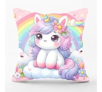 Fadaing Housse de coussin licorne - 40 x 40 cm - Arc-en-ciel - Décoration pour chambre d'enfant - Pour canapé, chambre à coucher - 4,45 x 45 cm