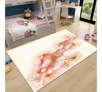 Fadaing Tapis à poils courts aquarelle et papillons - 40 x 60 cm - Lavable - Pour chambre d'enfant - Antidérapant - Intérieur - Motif 3D coloré - Pour filles, garçons et enfants