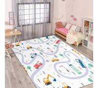 Fadaing Tapis de salon avec voitures et pistes jouets, 120 x 180 cm, pour chambre d'enfant, fille, garçon, dessin animé, tapis de salon, pour décoration de chambre à coucher