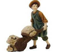 FADEDA Figurine de crèche avec brouette - Hauteur : 8 cm - Peinte à la main - Figurines détaillées - Décoration de table de Noël