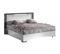 FADILY - Lit 140x190cm Laquée Blanc avec Eclairage Led