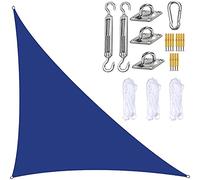 FAFAKO Voile d'ombrage en polyester PES, protection testée, protection UV UPF 50+, pour jardin et balcon, triangle hydrophobe, 3 x 3 x 4,3 m (bleu, 5 x 5 x 7,1 m)