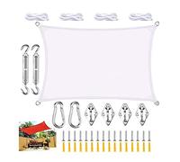 FAFAKO Voile d'ombrage rectangulaire, imperméable, pour le jardin, protection UV, avec corde en nylon et œillets pour le jardin en extérieur (blanc, 3 x 5 m)