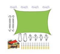FAFAKO Voile d'ombrage rectangulaire, imperméable, pour le jardin, protection UV, avec corde en nylon et œillets pour le jardin en extérieur (vert, 2 x 3 m)