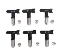 Fafeicy 6 Pièces Ensemble D'Embouts de Pulvérisation sans Air 211 215 313 415 517 621 Embouts de Buse Réversibles avec Acier au Tungstène en Acier Inoxydable pour la Peinture de