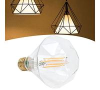 Fafeicy Ampoule LED Vintage E27, Forme Diamant, Lumière Chaude Variable, Verre Transparent for Éclairage Décoratif Intérieur