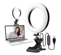 Fafeicy Anneau Lumineux LED 6 Pouces avec Pince USB, 3 Couleurs, 3 Niveaux de luminosité, pour Réunion Vidéo, Maquillage, Diffusion en Direct