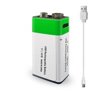 Fafeicy Batterie Lithium 9V Rechargeable 650mAh, Port Type-C Tension (1 | 9V Li-ion Rechargeable, Remplace 20+ Piles Alcalines 9V, pour Guitare et Micro Sans Fil, Voyant de Charge Rouge/Bleu