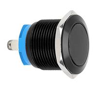 Fafeicy Bouton Poussoir Métallique, Tête Plate 19 Mm, (BLACK) | Boîtier en acier inoxydable, indice d\'étanchéité IP65, connexion par borne à vis, panneau de commande industriel,