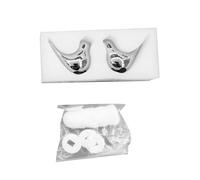 Fafeicy Couvre-boulons de Toilettes en Céramique, en Forme D'oiseau Gris | Kit de 2 Oiseaux et 4 Capuchons en Plastique Inclus, Cache les Boulons de Sol jusqu'à 1,44 Pouces, Ensemble de Housses de