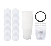 Fafeicy Doublure de Gobelet de Peinture Jetable, 50 Pièces, Ensemble de Revêtement et de Couvercle pour Pistolet de Pulvérisation de 600ml avec Filtre 190 pour Apprêts de Peinture