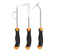 Fafeicy Ensemble D'outils de Désherbage de Jardin 3 Pièces, Extracteur de Mauvaises Herbes Portatif en Acier Inoxydable avec Têtes en Forme de V et en Forme de L, Désherbeur Portatif