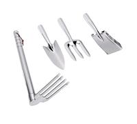 Fafeicy Ensemble D'outils de Jardin 4 Pièces, Râteau à Main et Pelle en Acier Inoxydable, Truelle pour Creuser, Désherber, Cultiver Le Sol, Kit de Jardinage Compact pour Jardinièr