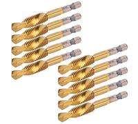 Fafeicy Foret HSS Ti Coated 10 Pcs, Embout de Taraudage 6 Angle, pour Perceuse Visseuse Accessoire Perçage Acier Aluminium