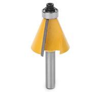 Fafeicy Fraise à Chanfrein, Fraise Biseautée à Tige de 8 Mm avec Roulement, Lame en Alliage YG6 Coupe 15 22,5 à 30 Degrés, Revêtement Résistant à la Chaleur pour Menuisier (22.5°)