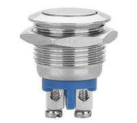 Fafeicy Interrupteur à Bouton-poussoir en Métal 16 Mm IP65 Tête de Convexe Plat Imperméable 2pin 250 V pour Circuit de Voiture Contrôle Industriel (Tête plate)