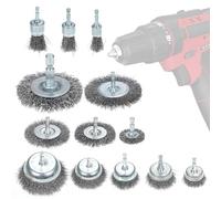 Fafeicy Jeu de 13 Brosses Métalliques, 0,012 Pouces, Roues en Fil D'acier à Sertir, Brosses à Coupelles, à Stylo avec Tige Hexagonale de 1/4 Pouces pour L'élimination de la