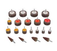 Fafeicy Jeu de 20 Roues à Lamelles 80 avec Tige 1/4 Po | Jeu de Meules à Lamelles 80 Grains, 20 Pièces avec Tige de 1/4 Po pour Perceuse et Meuleuse, 6 Options de Taille pour le