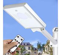 Fafeicy Lampadaire Solaire à LED 100, 15W avec Télécommande pour Extérieur | Chargement par panneau en polysilicium, boîtier étanche IP65, support en aluminium moulé sous pression, montage à vis,