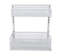 Fafeicy Organiseur Sous évier, Organiseur d'armoire Coulissant en Métal avec Support de Rangement à Hauteur Réglable à 2 Niveaux, Rail Coulissant à Bille, 14,95 X 9,65 X 15,75 Pouces pour Cuisine