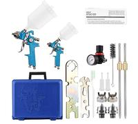 Fafeicy Pistolet de Peinture HVLP, Kit de 2 Pulvérisateurs gravité avec | Pistolet HVLP en Aluminium Réglable, Godets de 125 Ml et 600 Ml, Entrée D'air 1/4 BSP, pour Peinture Auto et meubles.