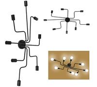 Fafeicy Plafonnier encastré à 8 Lumières, Lustre Moderne Industriel Noir avec Supports de Lampe E27 pour Cuisine, Salle à Manger, Salon