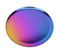 Fafeicy Plateau de Service Rond en Acier Inoxydable, Plaque Métallique Réutilisable de 11 Pouces pour Fruits, Bonbons, Bijoux, Service à thé, Maison, Restaurant, Fête (Colorful)